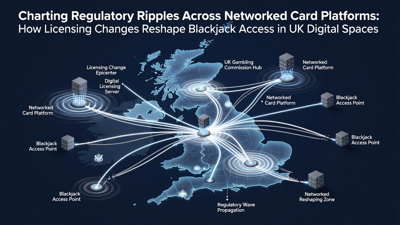 Networked digital card platforms displaying licensed blackjack tables with regulatory compliance indicators