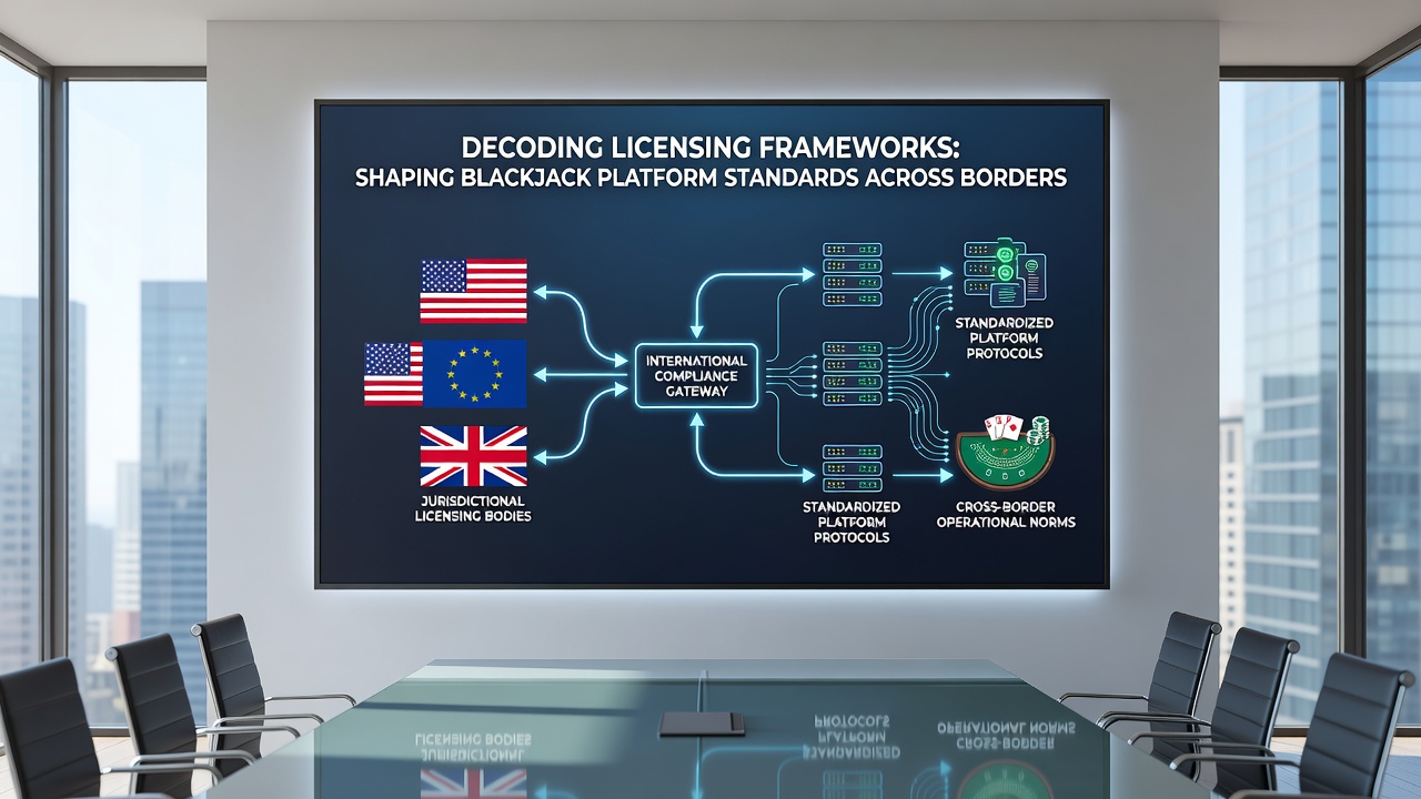 Blackjack platform dashboard displaying compliance indicators and licensing status across different regulatory regions