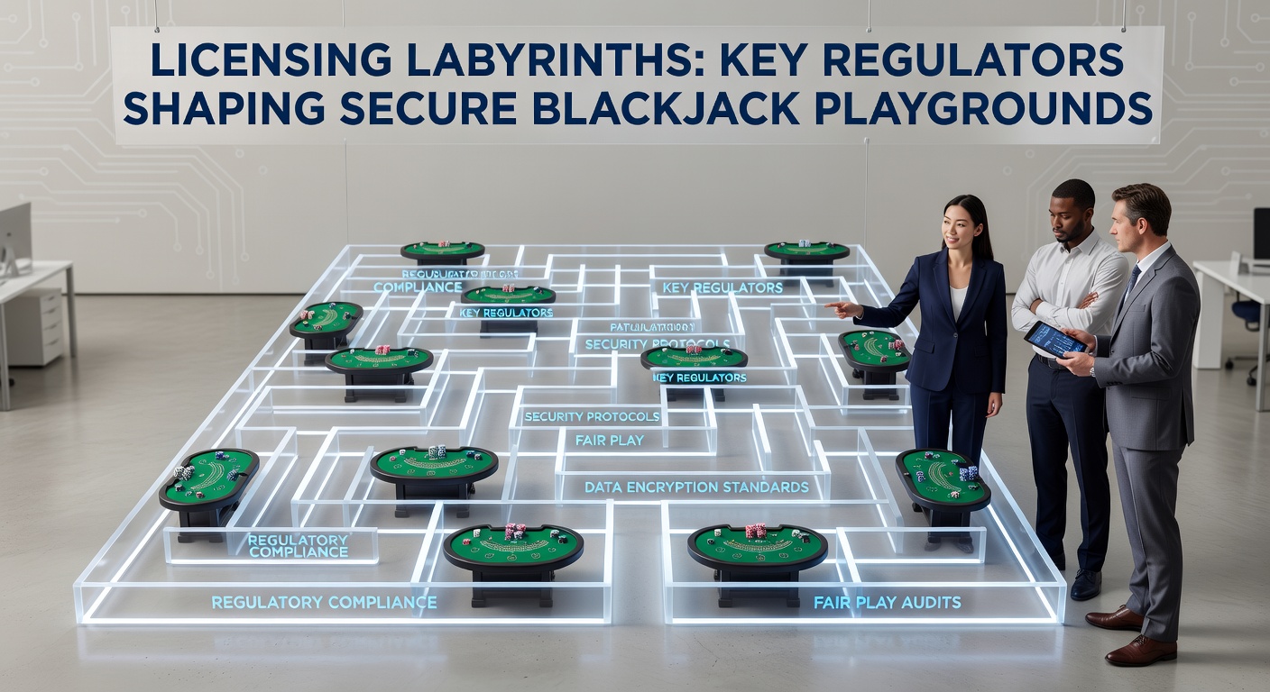 Collage of regulatory seals from Malta Gaming Authority and Gibraltar Gambling Commissioner, overlaid on a blackjack table setup highlighting secure play elements