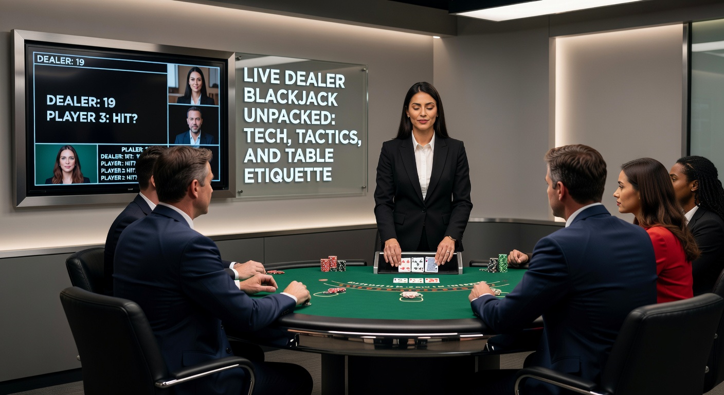 A live dealer at a blackjack table dealing cards in a high-tech studio setup, with multiple camera angles capturing the action in real-time