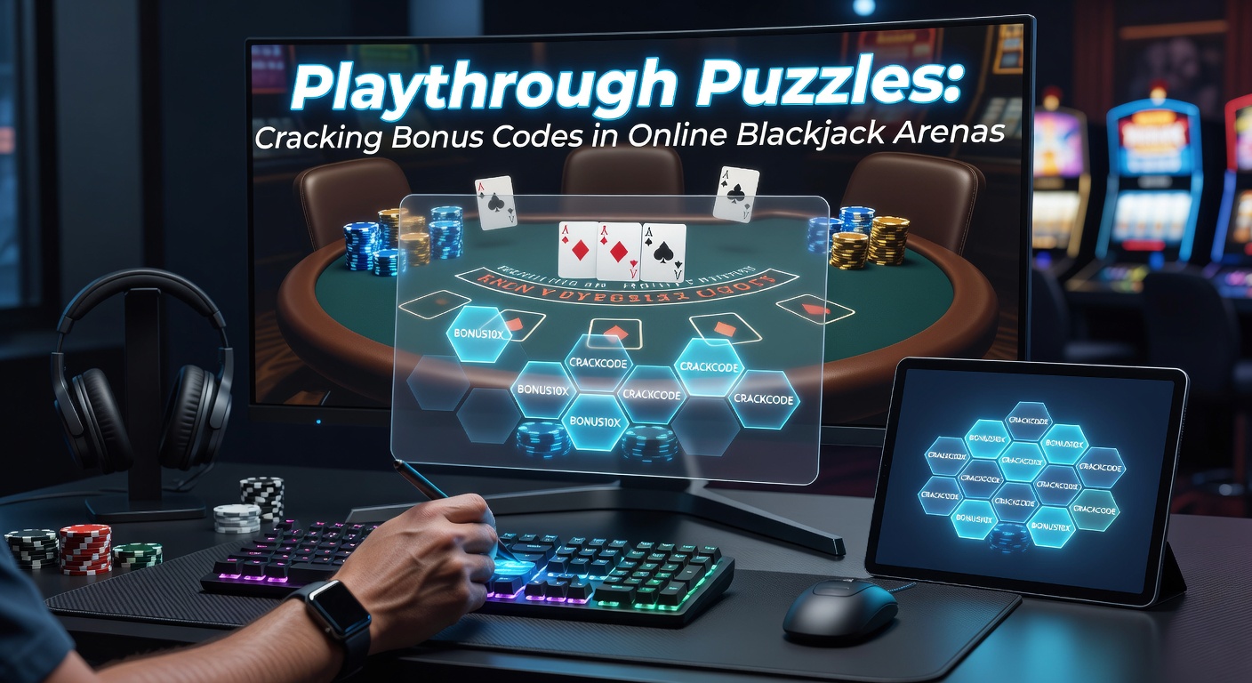 Digital screen showing a bonus code entry field during an online blackjack session, with wagering progress bar visible