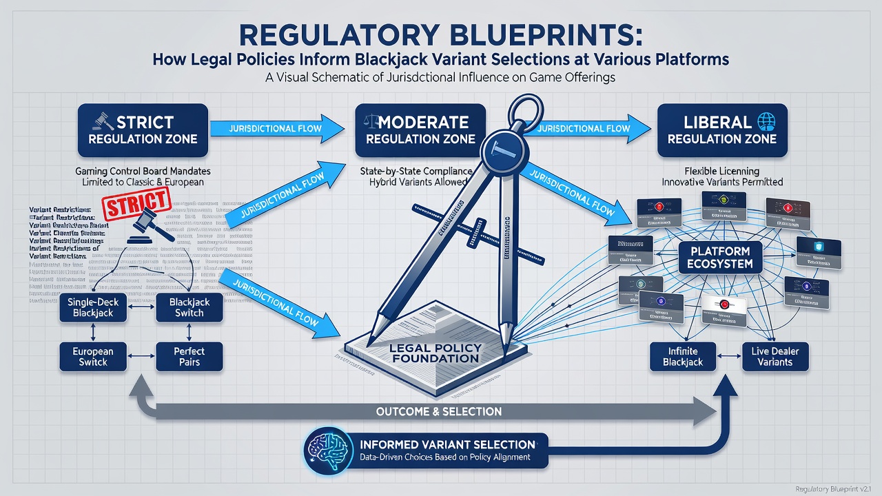 Blackjack variant selection interface with regulatory compliance indicators on an online gaming platform