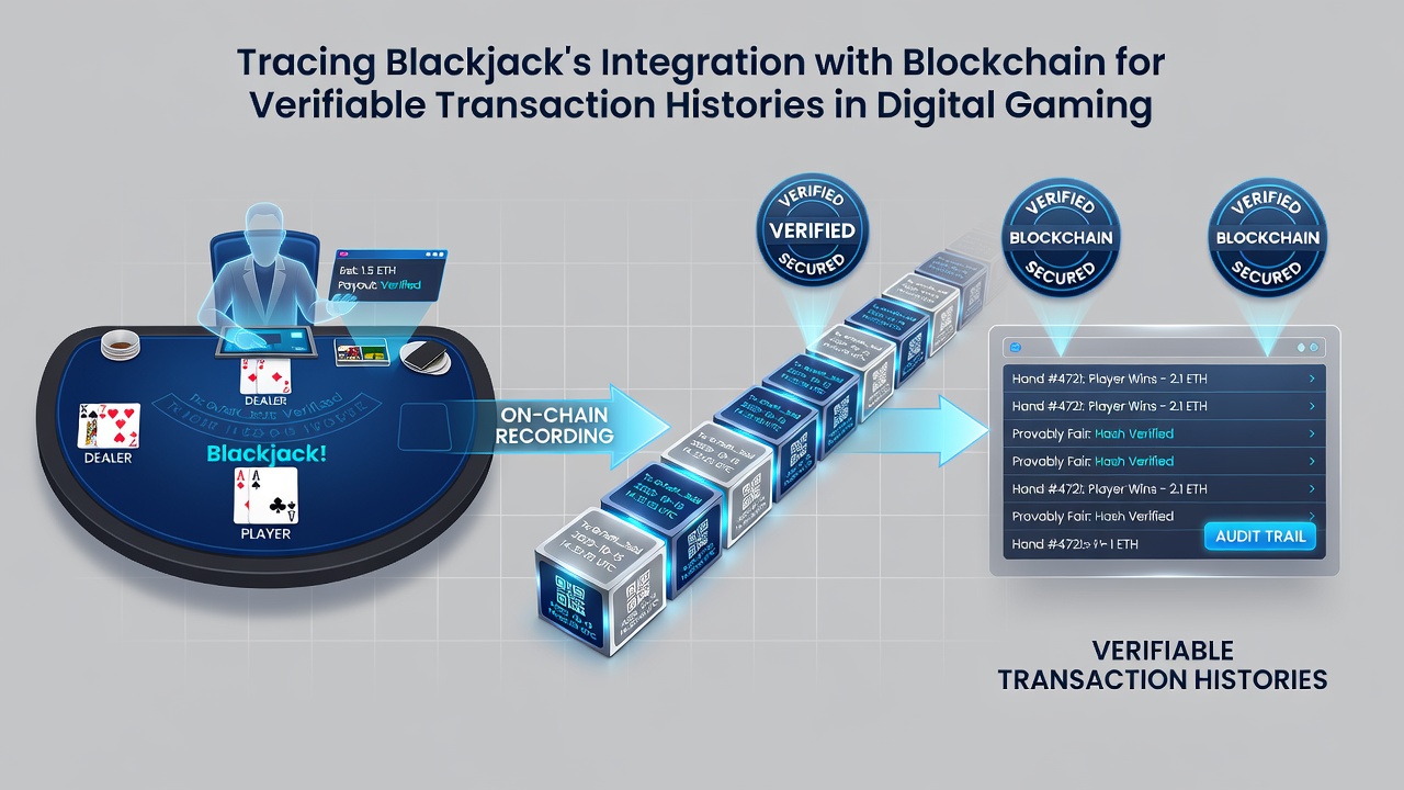 Digital interface displaying verified blackjack transaction history on a blockchain explorer