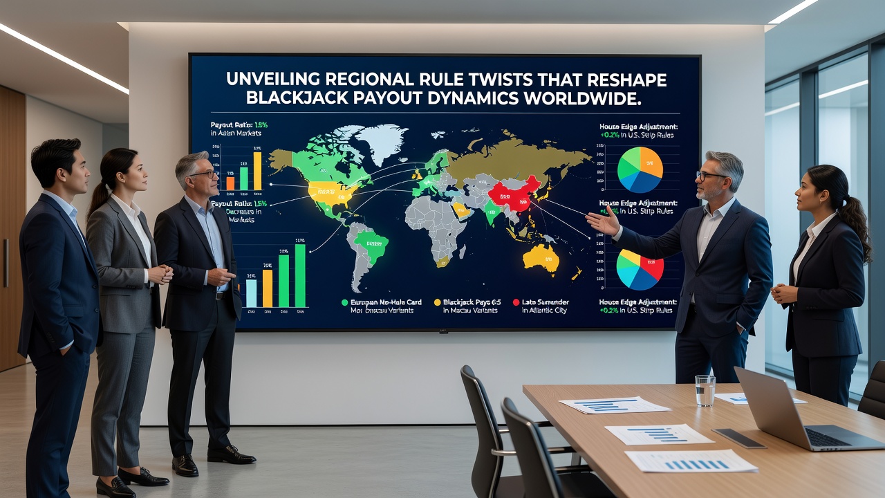 Close-up of blackjack table layout illustrating regional differences in payout signage and betting circles
